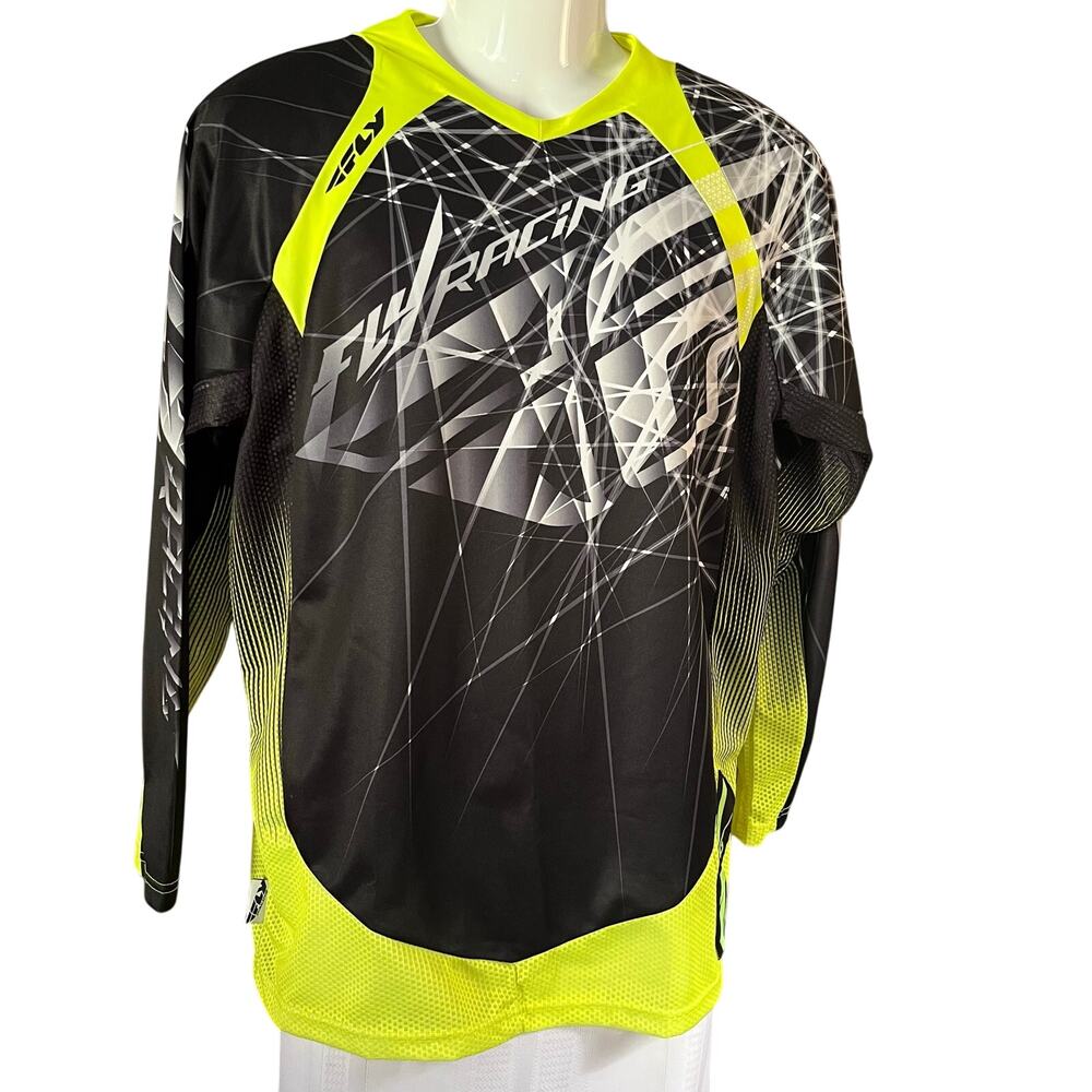 Fly Racing Evolution 2.0 Spike Jersey Mens Small Black Yellow Long Sleeve
